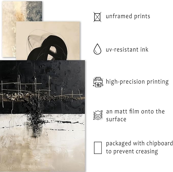 ANERZA 16 PCS Black and White Abstract Wall Art Decor, Minimalist Gallery Wall Prints for Bedroom, Boho Posters for Living Room Aesthetic, Collage Kit Pictures, Dorm Home Decor