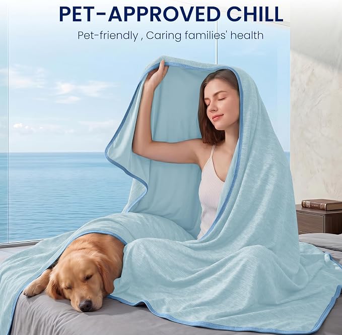 Topcee Cooling Blanket Queen Size 90"x90" for Hot Sleepers Summer Blanket | Absorbs Heat Cold Summer Blanket for Night Sweats & Menopause Q-Max>0.5 Lightweight Breathable Soft Double-Side Cooling