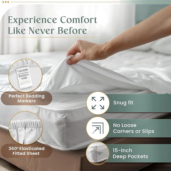 Twin Sheets Set, 800 Thread Count Sateen Weave Twin Bed Sheets - Lavender | Luxury Sateen Weave Fully elasticized Sheet & Pillowcase Sets,Silky Soft, Machine Washable 100% Cotton Sheet, Fade Resistant