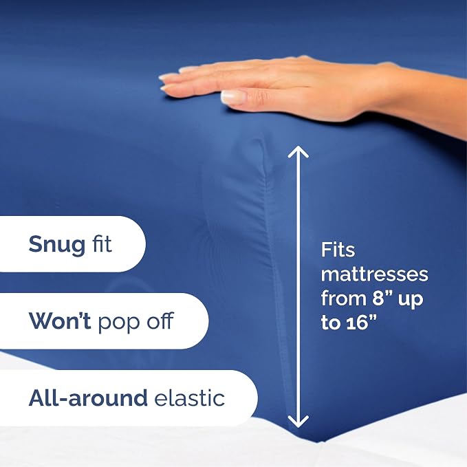 Cal King Size 4 Piece Sheet Set - Ultra Soft & Cooling Sheets - Cobalt Blue | Fits 8 Inch to 16 inch Mattress, Wrinkle Free & Fade Resistant with Deep Pockets, Breathable, Comfy Hotel Luxury Bedding