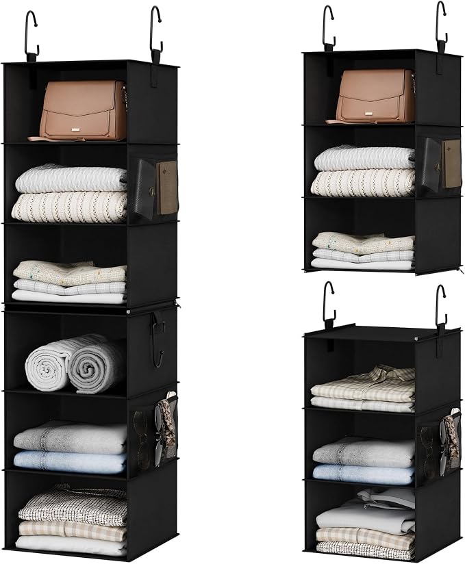 StorageWorks Hanging Closet Organizer, 6-Shelf with 2-in-1 Design, Ivory | Maximize Closet Space with Reinforced Shelves, Small Closet Storage Solution for Bedrooms, Dorms and RVs