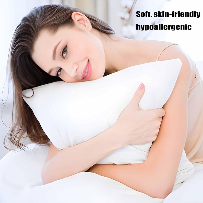 Acteb Medium Support Bed Pillows Queen Size Set of 4 Pack for Sleeping 20"x30", Hypoallergenic Skin Friendly Down Alternative Filling for Side Stomach Back Sleeper Machine Washable