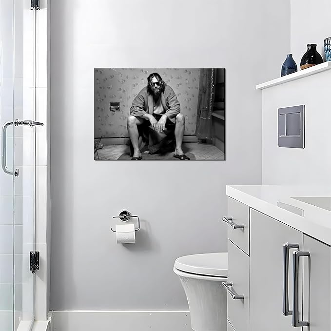 Funny Bathroom Wall Decor for Room Aesthetics - 90s Movie Posters Black and White Wall Art, Toilet Humour Amusing Cool Wall Art Funny Bathroom Signs 12X16 in