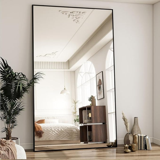 BEAUTYPEAK 77"x38" Rectangle Full Body Floor Mirrors, Full Length Mirror | Hanging or Leaning, Aluminum Alloy Frame Wall Mirror for Bedroom, Dressing Room, Black