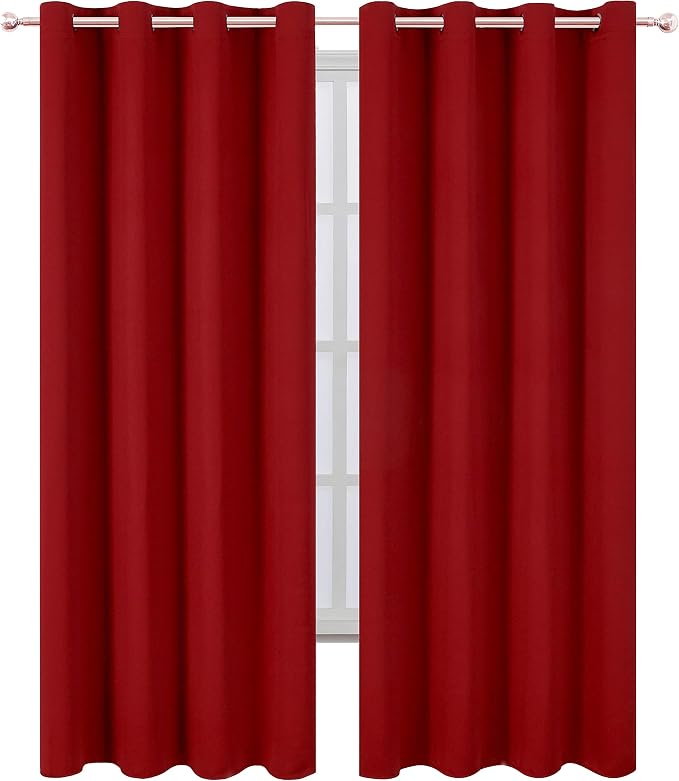 Red Thermal Blackout Curtains/52 x 108 Inch/Set of 2 Panels Room Darkening Curtains for Bedroom