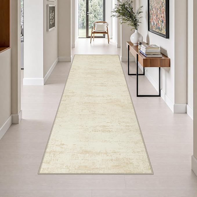 3x10 Washable Runner Rug：Modern Abstract Kitchen Soft Carpet Beige | For Hallway, Bedroom, Kitchen, Laundry, Bathroom,Door Mat,Modern Abstract,Machine washable,Non-Slip,Stain Resistant,Indoor