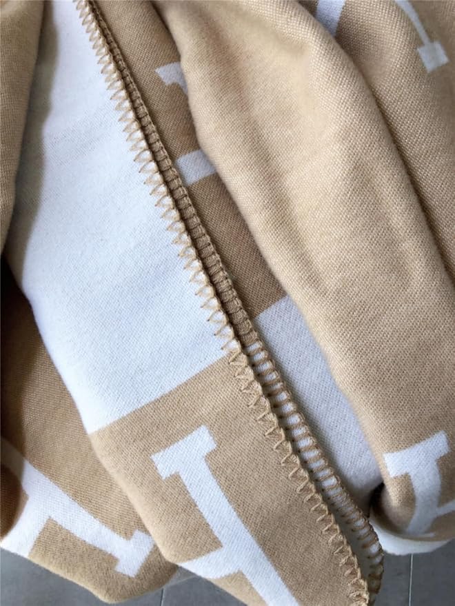 Fcteap h Blanket Soft Throw Blanket Faux Fleece Cashmere Plaid Warm Shawl Thick Knitted Plush Cozy Comfy for Women Throw Blanket for Sofa Couch Bed Queen King Size 55x66 in (Khaki)