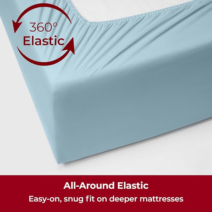 Mellanni Extra Deep California King Sheets - 4 PC Iconic Collection Bedding | Hotel Luxury, Ultra Soft, Cooling Bed Sheets - Wrinkle, Fade, Stain Resistant (Cal King, Aqua)