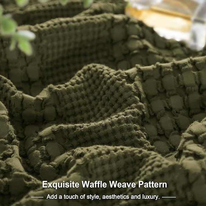 PHF 100% Cotton Waffle Weave Euro Sham Covers, 2 Pack 26" x 26" Bed Pillow Covers for Elegant Home Decor, No Filling, Luxury Aesthetic Soft Euro Pillow Cases for Bed, Capulet Olive