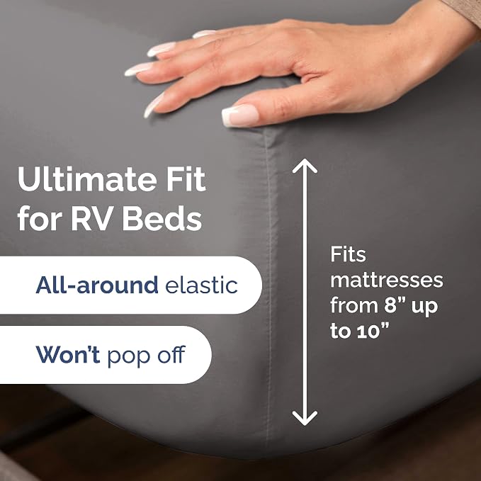 Short Queen Size 4 Piece Bed Sheet Set - RV Short Queen Sheets - Dark Grey | Ultra-Soft, Breathable & Cooling Bed Sheets Set with Deep Pockets, Hotel Luxury Bedding for Women & Men, Wrinkle & Fade Free