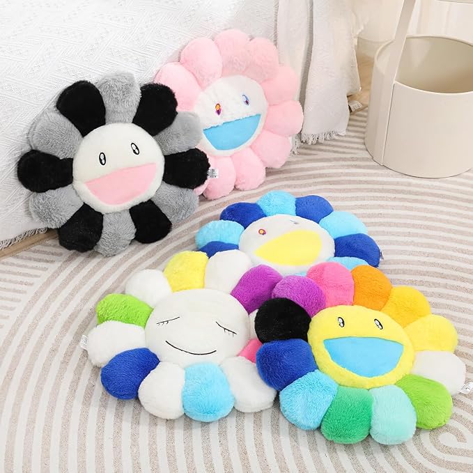 FIONOUT White Daisy Flower Pillow, Plush Throw Cushion, 23.6 Inch | Elegant Daisy-inspired Plush Pillow With Soft Touch and Supportive Filling, Creating Cozy Bedroom and Living Room Decoration.