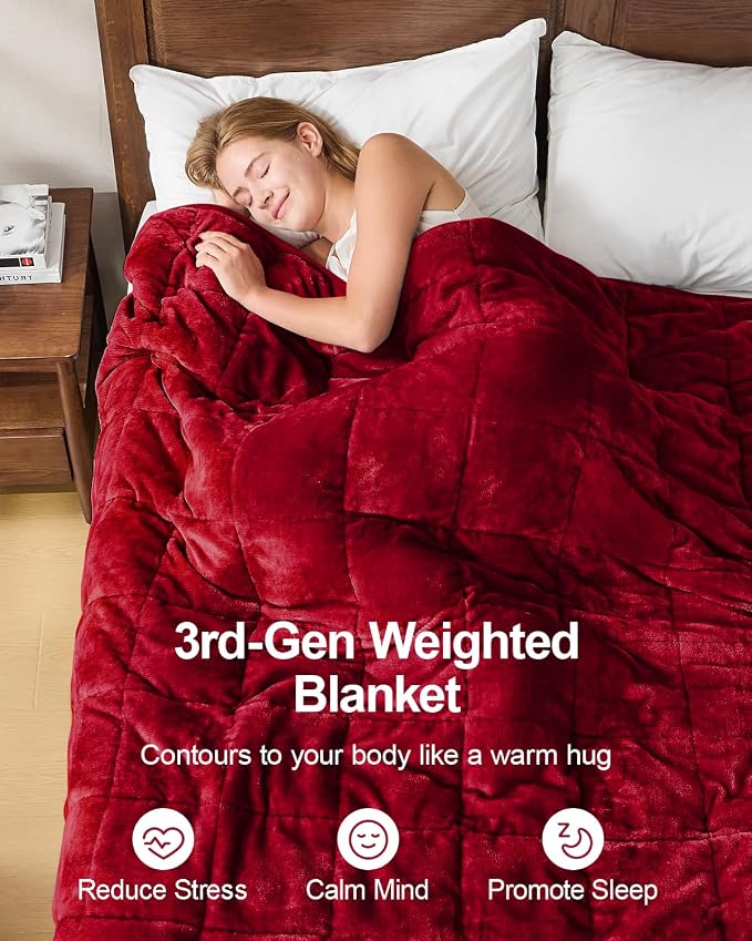 Ultra Soft Sherpa Weighted Blanket for Adults, 48"x72" 15lbs Heavy Blankets | Cozy Comfort for Relaxing Nights, Double-Sided Fluffy Sherpa & Fleece, Double Inner Layers-No Bead Bunching, Even Weight