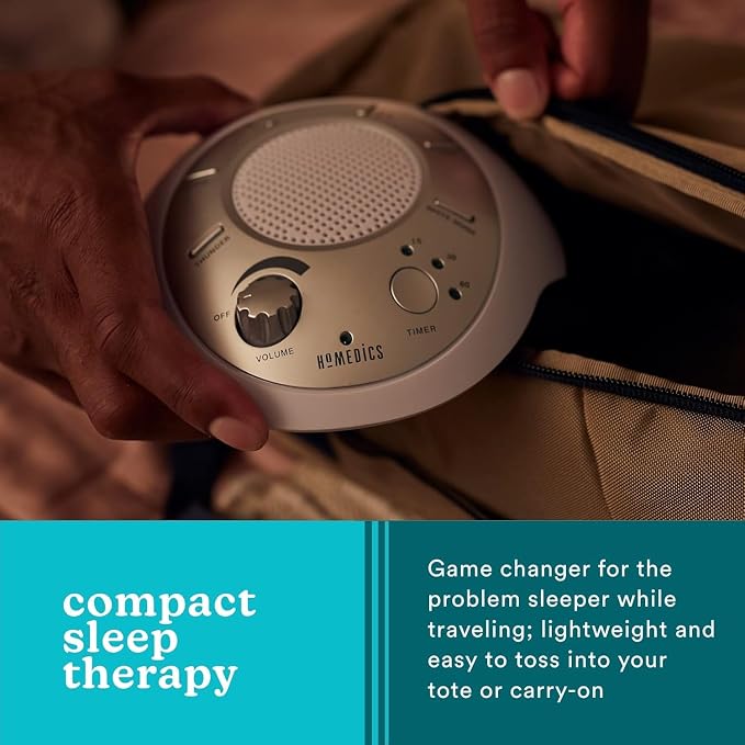 Homedics SoundSleep White Noise Sound Machine, Silver | Small Travel Size with 6 Relaxing Nature Sounds, Portable Therapy for Home, Office, Nursery, Auto-Off Timer