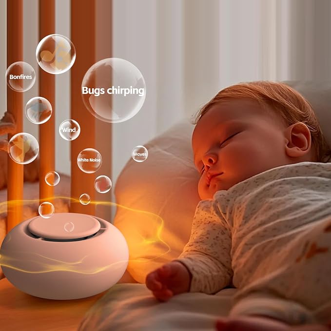 Portable Baby Sound Machine & Essentials for Babies & Kids-Peach | White Noise Machine[Timer Function][20 Soothing Sounds][15 Hours Battery Life]Travel,Registry,Gifts,Clips on Baby Stroller