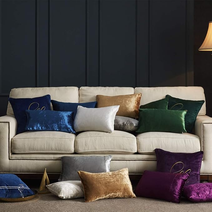 GIGIZAZA Decorative Couch Throw Pillow Covers,Set of 2 Rice Ivory White Square Pillow Cushion Covers 22x22,Pillow Cases Velvet Pillow Covers
