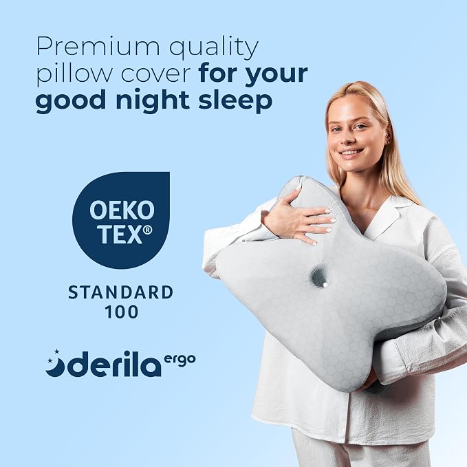 Derila Ergo Thermal Pillow Cover for Cervical Neck Pillow | Cooling Pillowcase for Memory Foam Pillow, Neck Support Pillow & Side Sleeper Pillow – Replacement Cover Pillow (Cover Only)