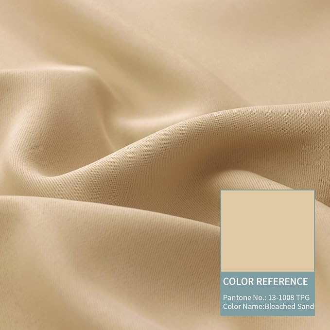 BGment Short 100% Blackout Curtains for Bedroom, Thermal Insulated Energy Efficiency Noise Reducing Grommet Curtains 54 Inch Length with Liner for Small Window 2 Panels Each 52 Inch Wide, Beige
