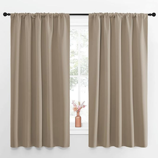 NICETOWN Blackout Curtains for Living Curtains, Taupe, Set of 2, 52 by 63 Inch, Window Treatment Blackout Curtain Panels, Home Decor Thermal Insulated Solid Drapes for Bedroom