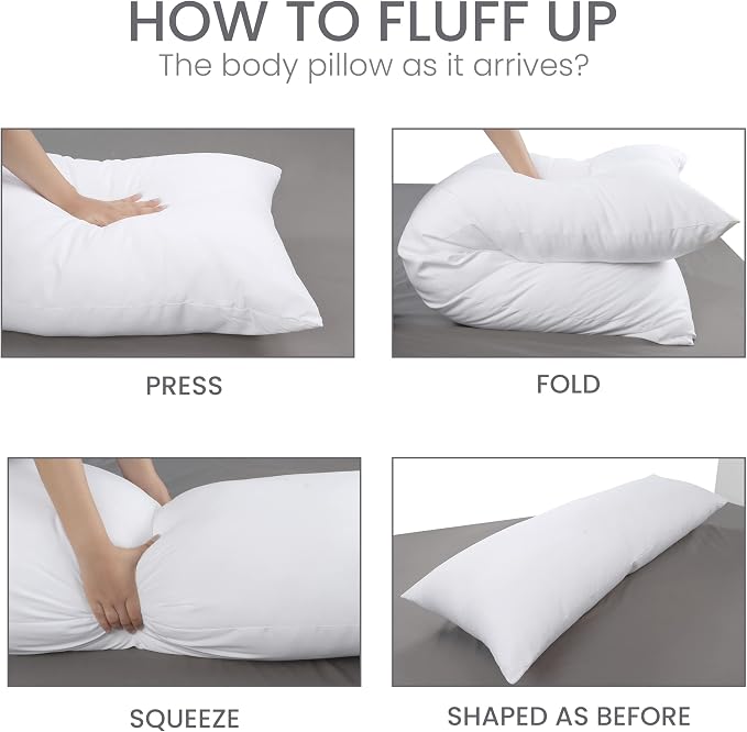 Utopia Bedding Full Body Pillow for Adults (White, 20 x 54 Inch), Long Pillow Insert for Sleeping, Ideal for Side Sleepers (Pack of 2)