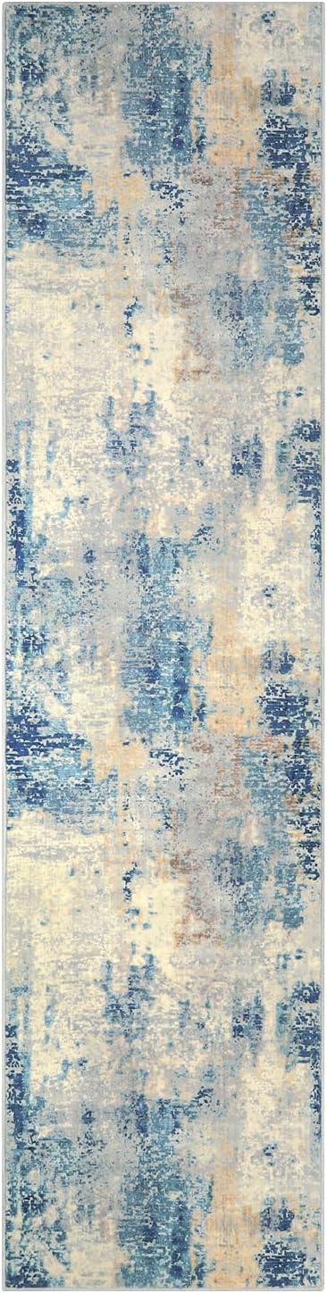Lahome Modern Abstract Bathroom Runner Rug 2x8, Washable Entryway Rug Runners for Hallways Non Slip, Soft Non Skid Kitchen Carpet Runner for Living Laundry Bedroom RV, Blue