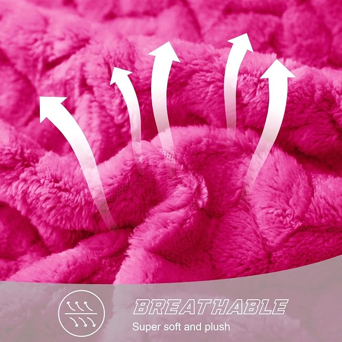 Exclusivo Mezcla Fleece Throw Blanket for Couch Sofa, 50”x70”, Hot Pink | Oversized Soft Cozy Fluffy Blankets for Summer, Decorative Plush Flannel Throws for Living Room, Bedroom with Leaves Pattern
