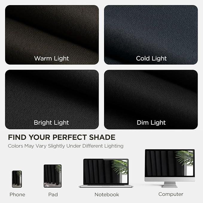 Joydeco Blackout Curtains for Bedroom 120 Inch Long 2 Panels, Room Darkening Grommet Drapes, Thermal Insulated Black Out Drapes, Black Curtains for Living Room