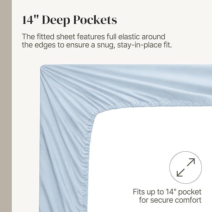 Modern Threads Soft Microfiber Solid Sheets - Luxurious Microfiber Bed Sheets - Includes Flat Sheet, Fitted Sheet with Deep Pockets, & Pillowcases Blue Mist Full