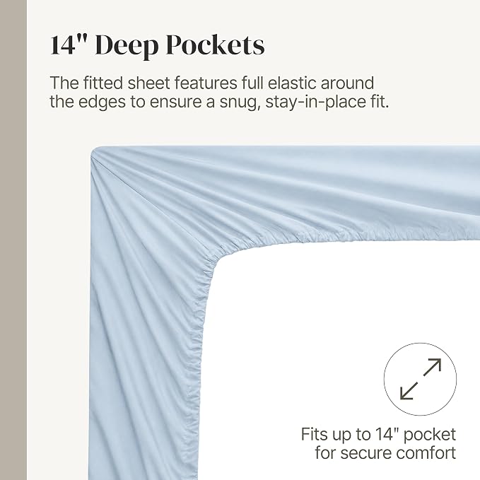 Modern Threads Soft Microfiber Solid Sheets - Luxurious Microfiber Bed Sheets - Includes Flat Sheet, Fitted Sheet with Deep Pockets, & Pillowcases Blue Mist Twin