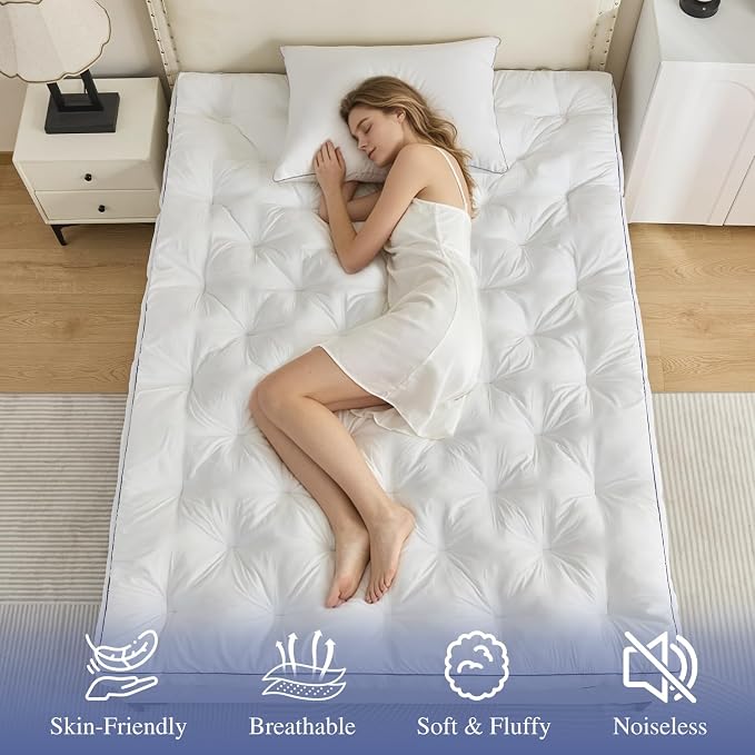 SHOUREN 5 Inch Memory Foam Mattress Topper Twin Size, Extra Thick Supportive Pillow Top Mattress Pad, Breathable & Fluffy Soft Bed Topper with Gel Memory Foam, 39"x75"