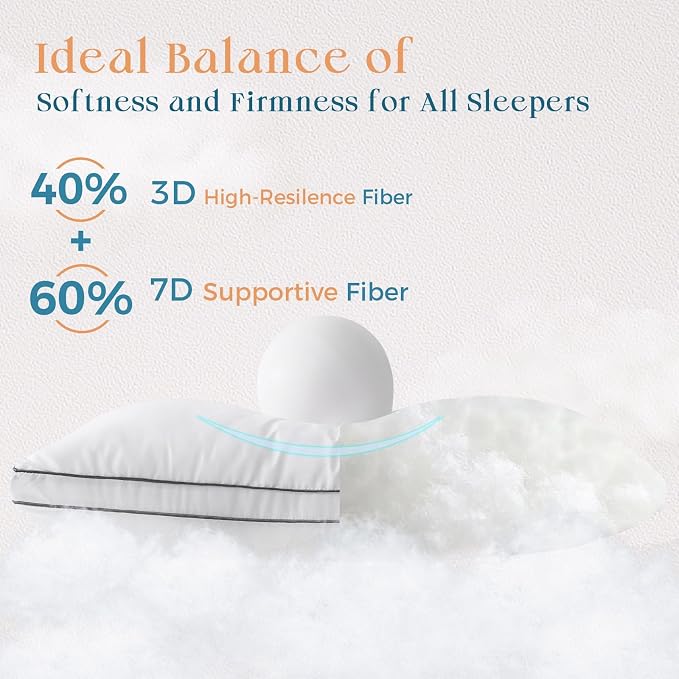 MUXHOMO Bed Pillows Standard Size Set of 4, Full Size Gusseted Bed Pillows for Side, Back, and Stomach Sleepers, Hotel Quality, Oeko-Tex Certified Fluffy Supportive Down Alternative Filling, 4 Pack
