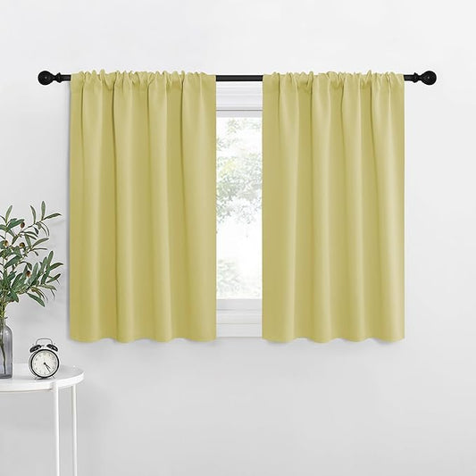 NICETOWN Blackout Curtains for RV Windows, Paler Yellow, 29" by 20", 2 Panels, Room Darkening Window Curtain Panels, Easy-Care Solid Thermal Insulated Draperies/Drapes for Daughter Room