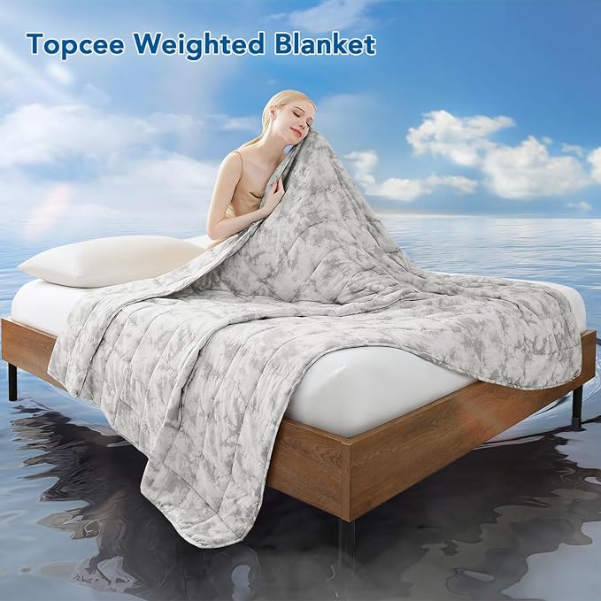 Weighted Blanket for Adults (15 lbs, 48" x 72") Twin Size Soft Cooling Heavy Blanket Sleeping, Apply to 130-160 lbs Body, Thick Breathable Blanket with Glass Bead, Easy Care