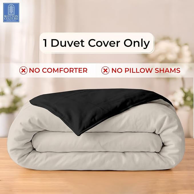 1 Pc Twin Size Duvet Cover Only -100% Egyptian Cotton 600 TC Ultra Soft Premium Durable Comforter Cover Zipper Closure & Corner Ties (Night's Shadow, Twin/Twin XL 68" X 90")