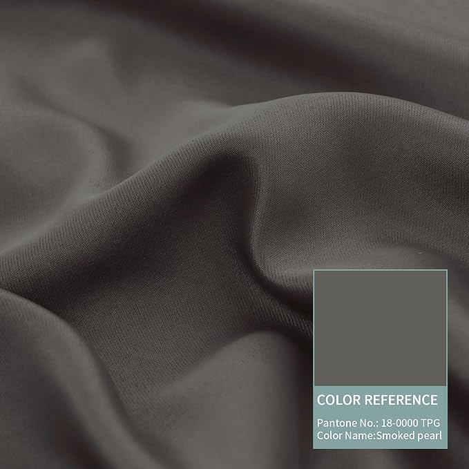 BGment Thermal Insulated 100% Blackout Curtains for Bedroom with Black Liner, Double Layer Full Room Darkening Noise Reducing Grommet Curtain (52 x 72 Inch, Grey, 2 Panels)