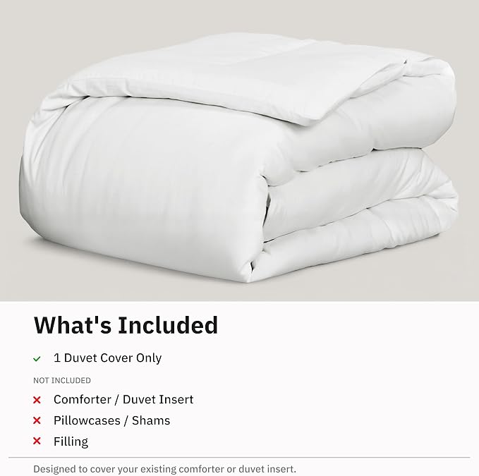 California Design Den Cotton Sateen Full/Queen Duvet Cover, Antique White | Duvet Cover Only, Comforter Not Included, Backed by Good Housekeeping Seal, Button Closure & Corner Ties