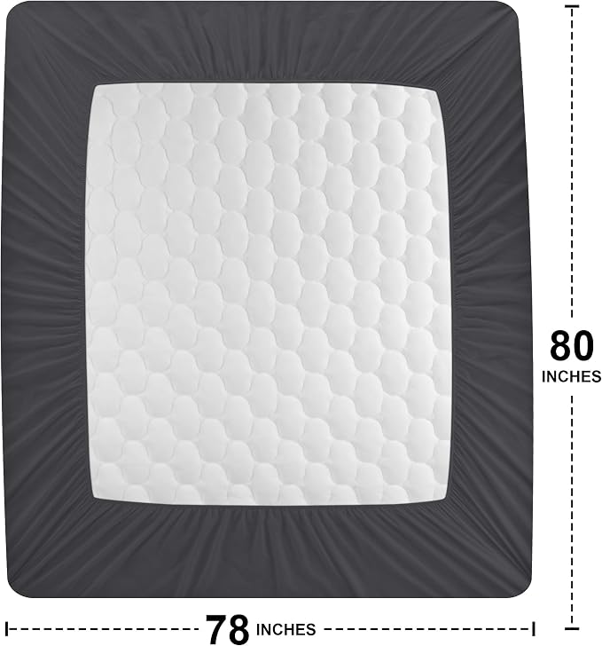 Utopia Bedding Waterproof Mattress Protector, King Mattress Pad, Quilted Fitted Cover Stretches up to 16 Inches Deep (Grey) | Deep Pockets fits upto 16" Deep, 100% Waterproof Mattress Cover Soft Breathable & Noiseless Mattress Topper by Utopia Bedding
