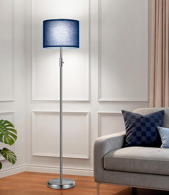 Floor Lamp Simple Design with Shade, Small Tall Lamps for Living Room Bedroom Office Dining Room Kitchen-Nickel