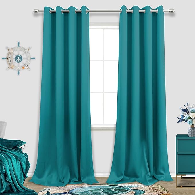 KOUFALL Teal Blackout Curtains 108 Inches Long, 9FT Ceiling to Floor Curtains for Bedroom Living Room Set 2 Panels