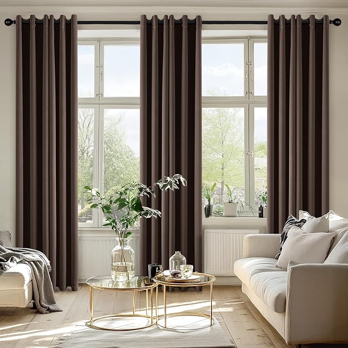 MIULEE Blackout Curtains for Bedroom 2 Panels 40"x84" Long Chocolate Brown | Thermal Insulated, Living Room Darkening Grommet Drapes, Noise Reducing, Light Blocking Window Treatments