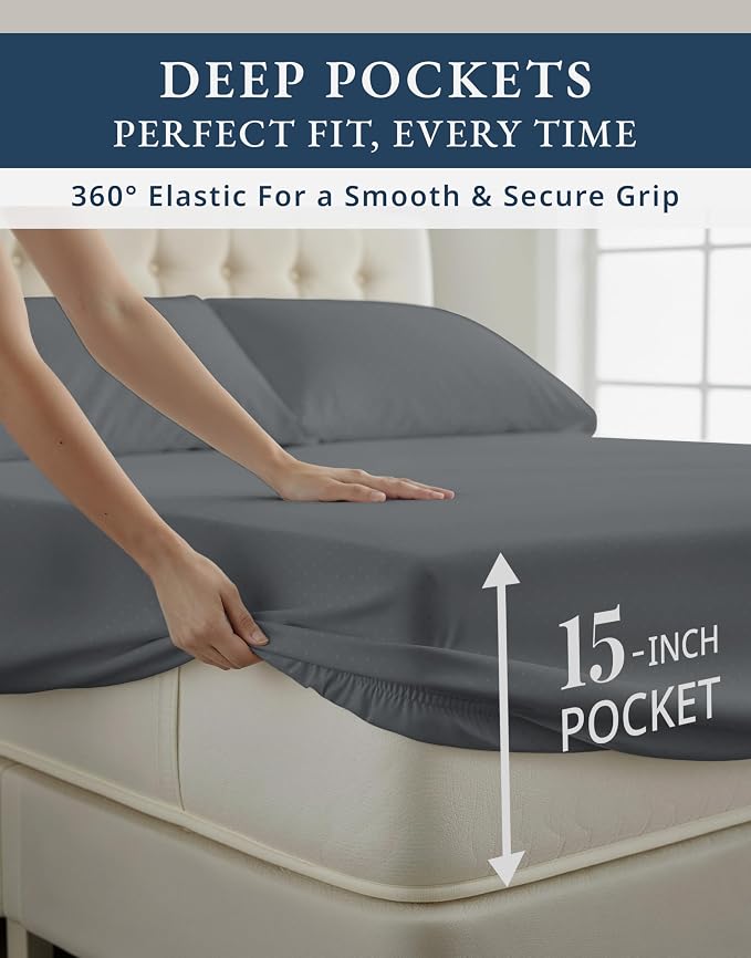 LANE LINEN Black Twin Sheets 100% Egyptian Cotton Sateen - Charcoal | 100% Cotton Twin Sheets - 3-Piece Set, Ideal For Dorms And Guest Beds, For Guests And Everyday Use, Luxe Sheen,