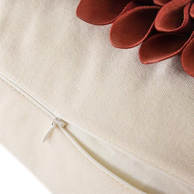 OiseauVoler 3D Sunflower Throw Pillow Covers Decorative Floral Pillowcases Cushion Cases Home Sofa Bed Guest Room Decor Rust Red 18x18 Inches