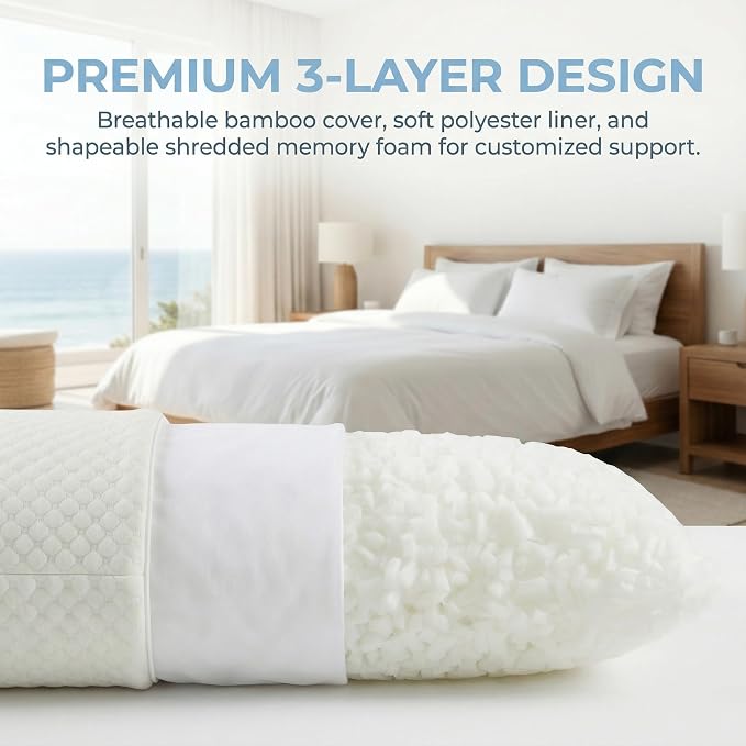 Memory Foam Dakimakura Pillow Insert 160x50cm for Anime Body Pillow Case | Fresh clean memory foam, No odor, Adjutable firmness by Zipper, with Cooling cover