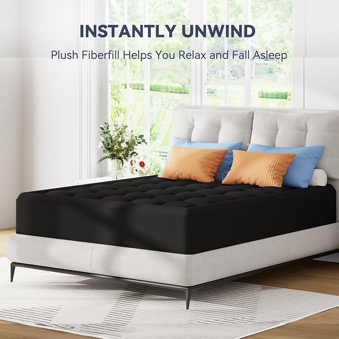 ELEMUSE 3 Inch Full Dual Layer Memory Foam Mattress Topper with Pillowtop | 2 Inch Cooling Gel Foam,1 Inch Soft Pillowtop Pad, Pressure Relief Bed Topper, Comfortable Support