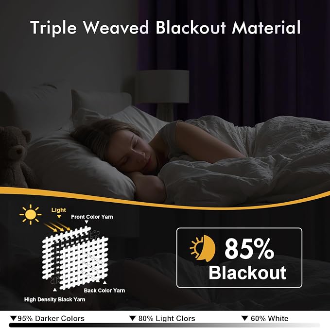MIULEE Blackout Curtains for Bedroom 2 Panels 40 x 45 Inch Long Lilac | Thermal Insulated, Living Room Darkening Grommet Drapes, Noise Reducing, Light Blocking Window Treatments