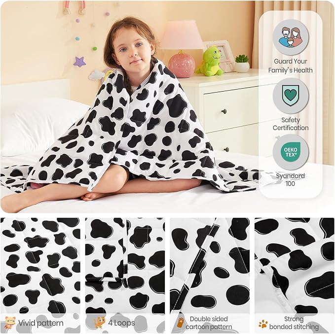Weighted Blanket - 10 lbs Cow Pattern Heavy Blanket - Small Size Breathable Lap Blanket(41"x60", 10 lbs)
