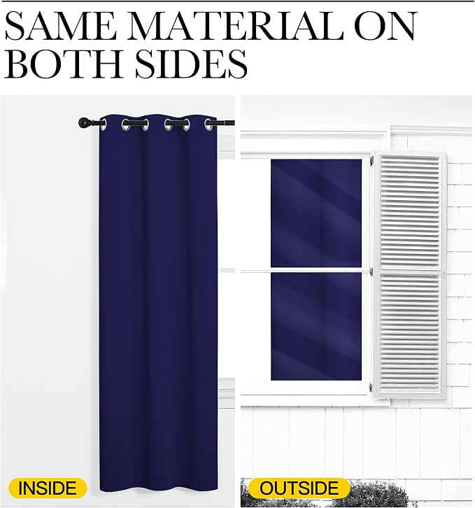 NICETOWN Blackout Draperies Curtains, 1 Pair, 34 x 63-inch, Royal Blue | All Season Thermal Insulated Solid Grommet Top Blackout Curtains/Drapes for Kid's Room