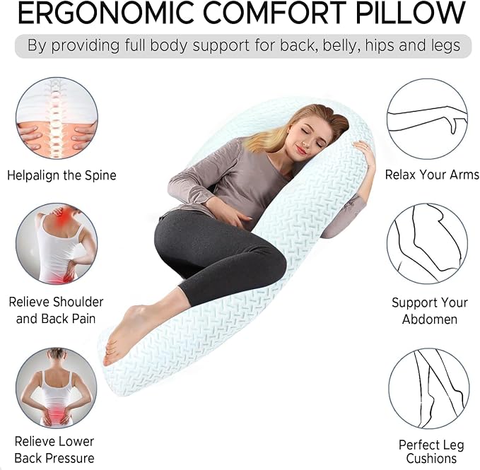 Cooling Body Pillow for Adults Swan Shaped Side Sleeper Pregnancy Pillow 49 Inch