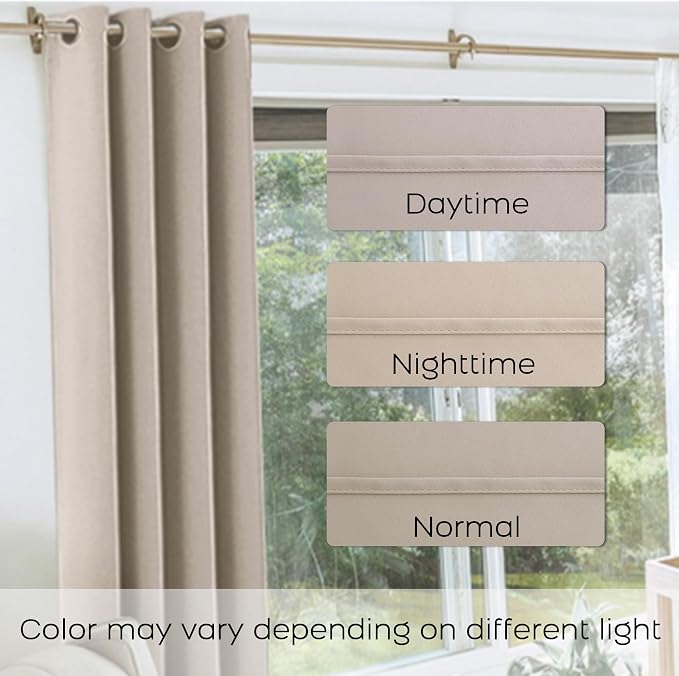 KOUFALL Neutral Taupe Blackout Curtains 96 Inches Long for Living Room,Thermal Window Treatments Beige Tan Curtain Drapes for Bedroom,Set of 2 Panels with Grommet,Dark Oatmeal