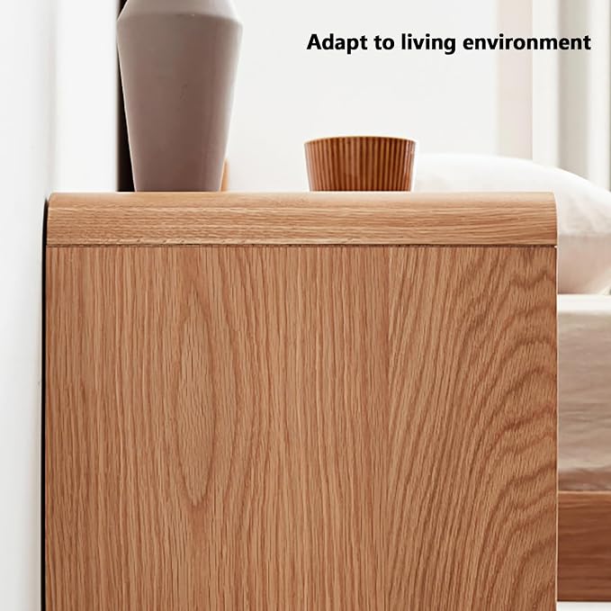 Solid Wood Nightstand Set of 2, Mid Century Modern Nightstands, Small Nightstand with 2 Drawers and Open Storage, Small Bedside Table for Bedroom, Living Room, Dormitory(Natural Wood Color)