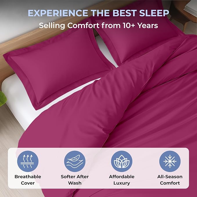 Kotton Culture 3 Pc California King Duvet Cover Set-100% Egyptian Cotton 600 Thread Count Ultra Soft Premium Durable Comforter Cover Zipper Closure & Corner Ties- (Hot Pink, 104" X 98")
